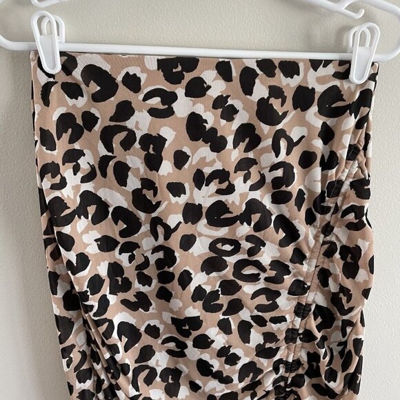 Calvin Klein Women S Animal Print Elastic Waist Tie Gather Sides Midi Skirt NWT - Picture 3 of 9